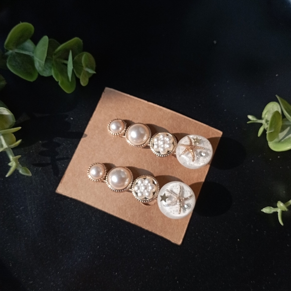 Gold Starfish Romantic Pearlcore Hair Clips - Picture 5 of 13